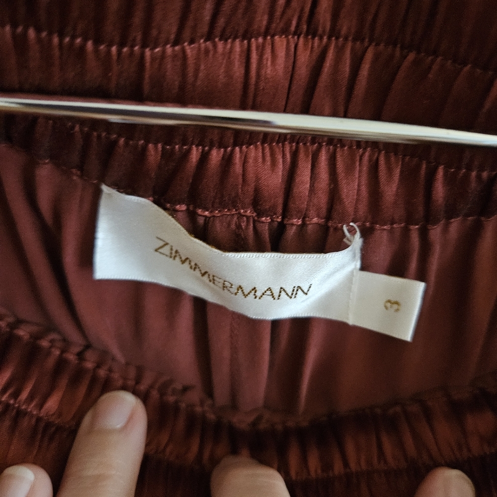 Zimmermann Rust Red Wide-Leg Pants 100% silk - Picture 4 of 10